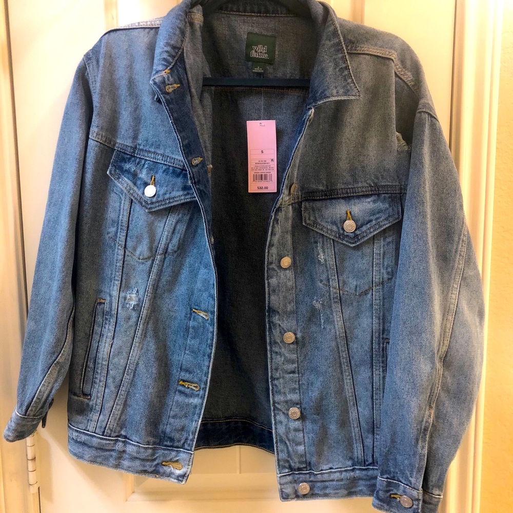 NWT Distressed Denim Jacket